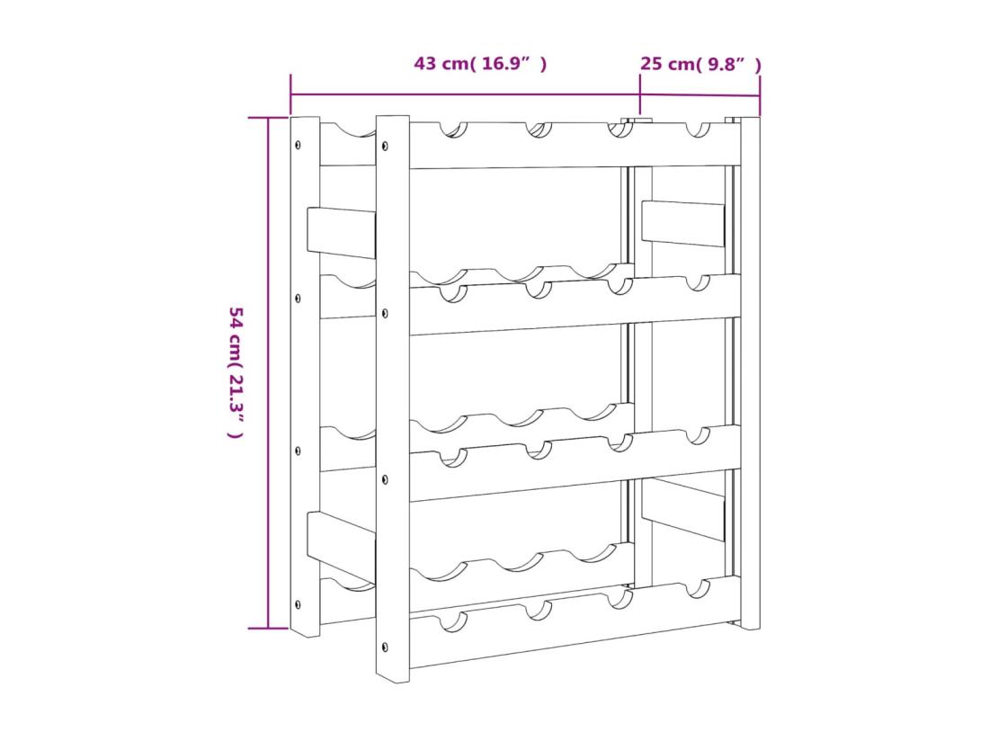 Vente Unique Prolenta Premium - Casier à Bouteilles Pour 16 Bouteilles Noir Bois Pin Solide