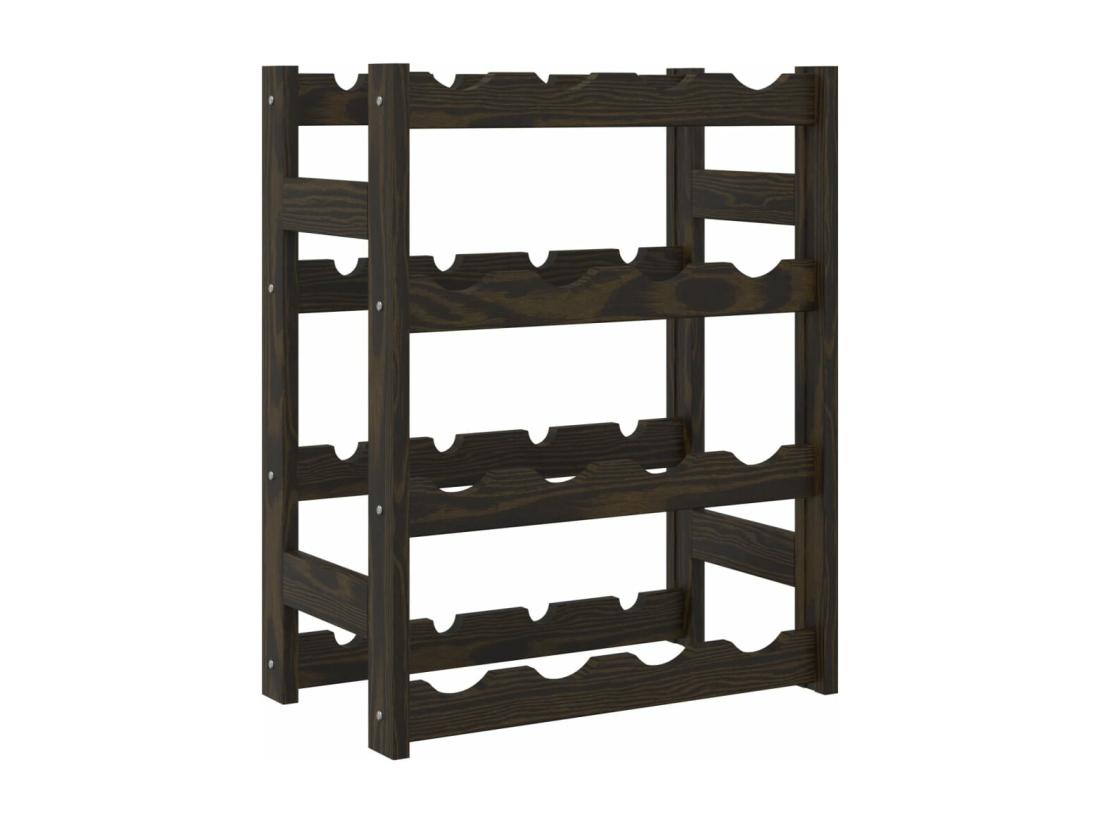 Vente Unique Prolenta Premium - Casier à Bouteilles Pour 16 Bouteilles Noir Bois Pin Solide