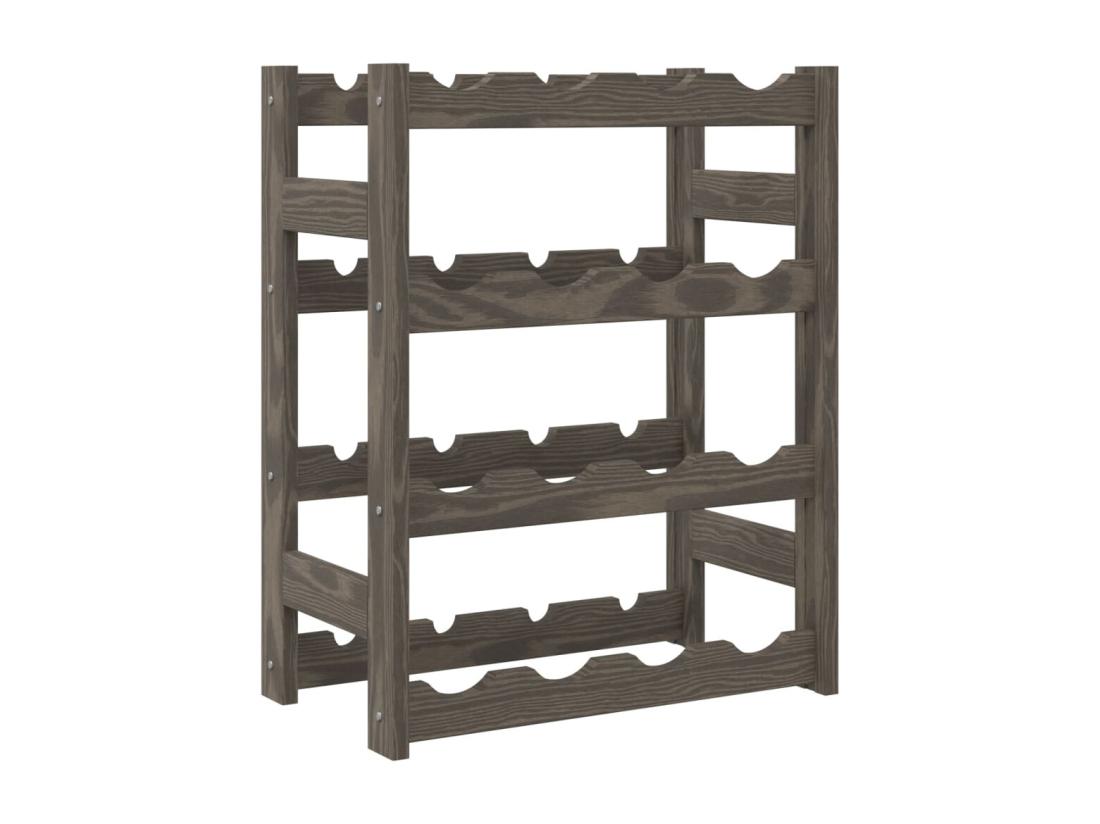 Vente Unique Prolenta Premium - Casier à Bouteilles Pour 16 Bouteilles Gris Bois Pin Solide