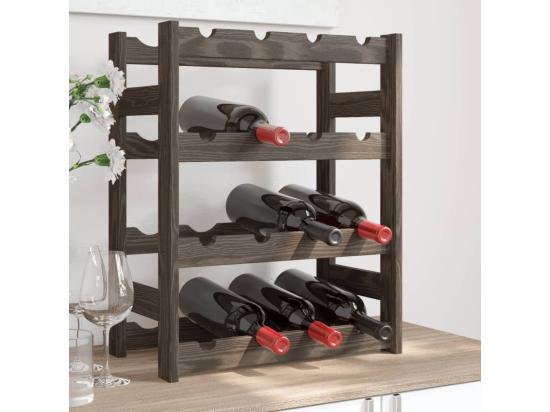 Vente Unique Prolenta Premium - Casier à Bouteilles Pour 16 Bouteilles Gris Bois Pin Solide