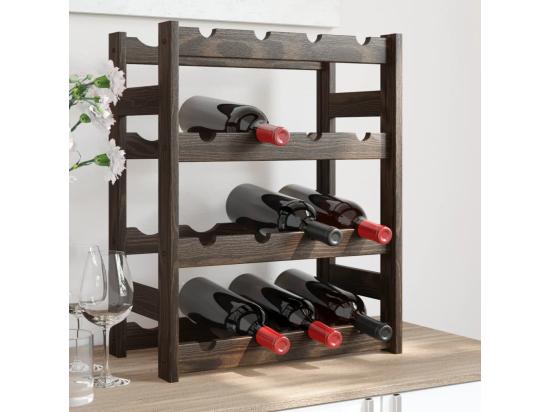 vente unique Prolenta Premium - Casier à bouteilles pour 16 bouteilles noir bois pin solide