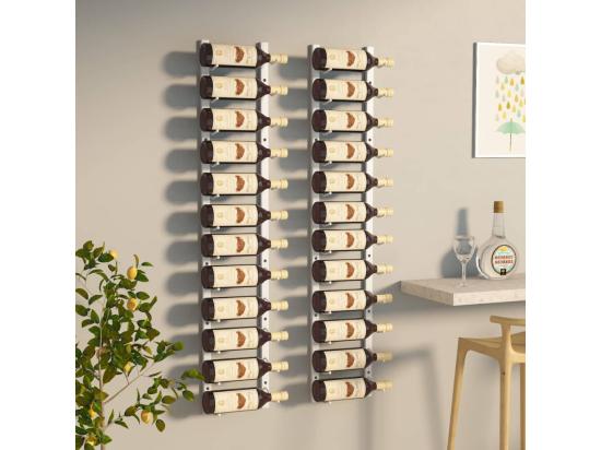 Vente Unique Prolenta Premium - Casier à Vin Mural Pour 12 Bouteilles 2 Pcs Blanc Fer