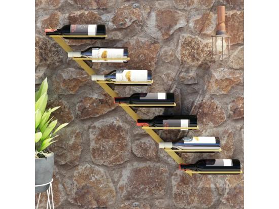 Vente Unique Prolenta Premium - Casier à Vin Mural Pour 7 Bouteilles Doré Fer