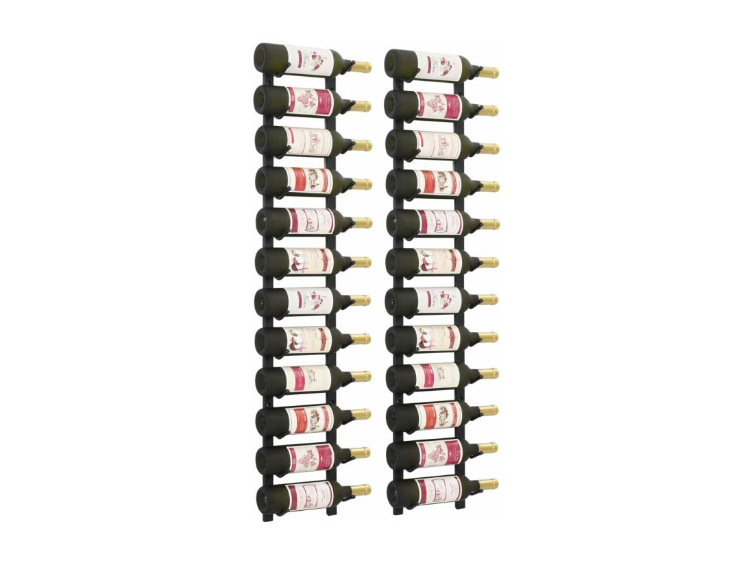 Vente Unique Prolenta Premium - Casiers à Bouteilles Mural Pour 12 Bouteilles 2 Pcs Noir Fer