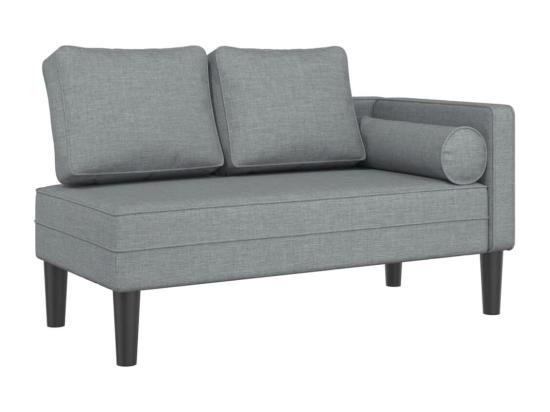 Vente Unique Prolenta Premium - Chaise Longue Avec Coussins Gris Clair Tissu