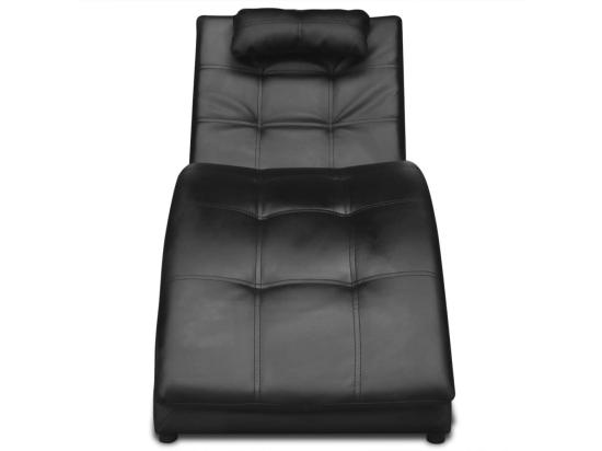 Vente Unique Prolenta Premium - Chaise Longue Avec Oreiller Noir Similicuir
