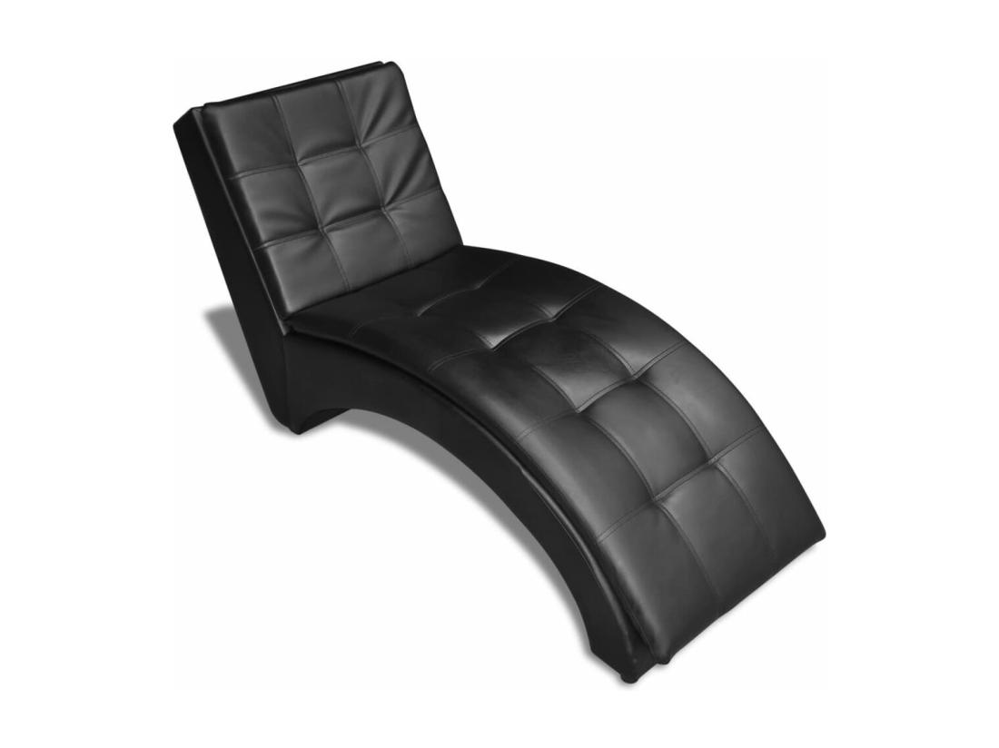 vente unique Prolenta Premium - Chaise longue avec oreiller Noir Similicuir