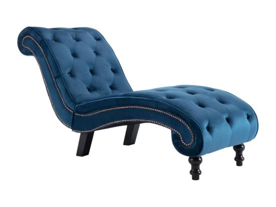 Vente Unique Prolenta Premium - Chaise Longue Bleu Velours