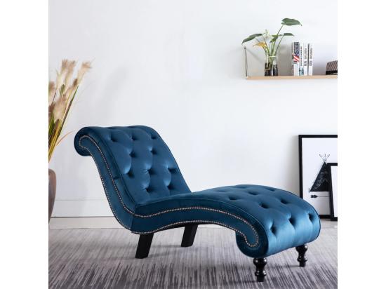 Vente Unique Prolenta Premium - Chaise Longue Bleu Velours