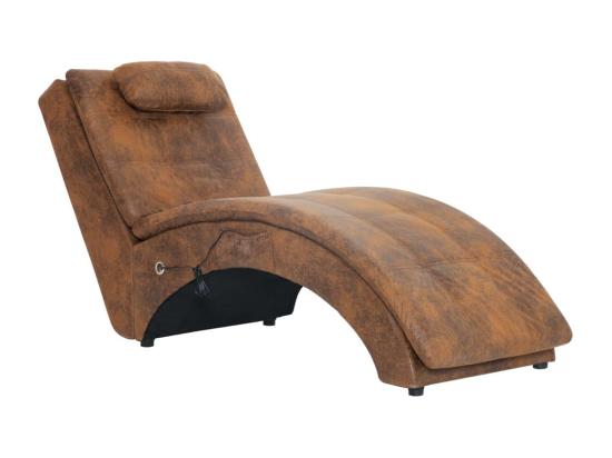 Vente Unique Prolenta Premium - Chaise Longue De Massage Avec Oreiller Marron Similicuir Daim