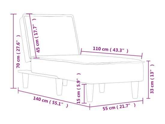 Vente Unique Prolenta Premium - Chaise Longue Noir Velours