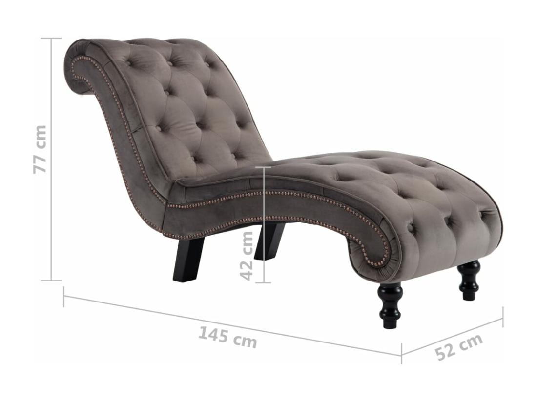 Vente Unique Prolenta Premium - Chaise Longue Velours Gris