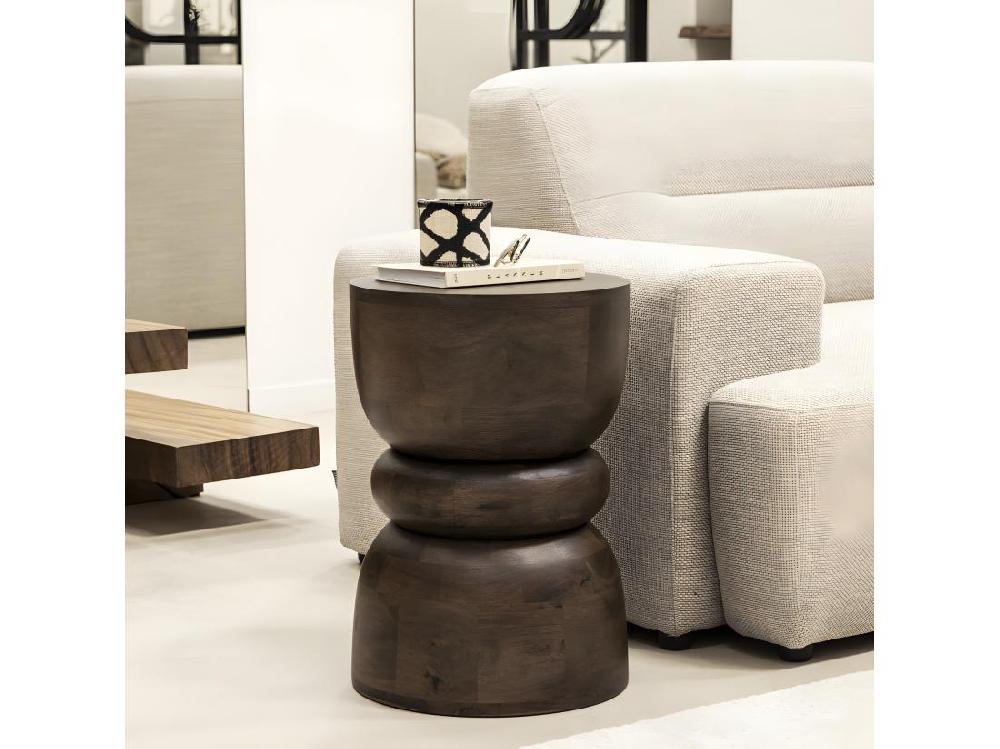 Vente Unique Pulau - Table D'appoint En Bois Massif ø33 5cm - Bois Foncé