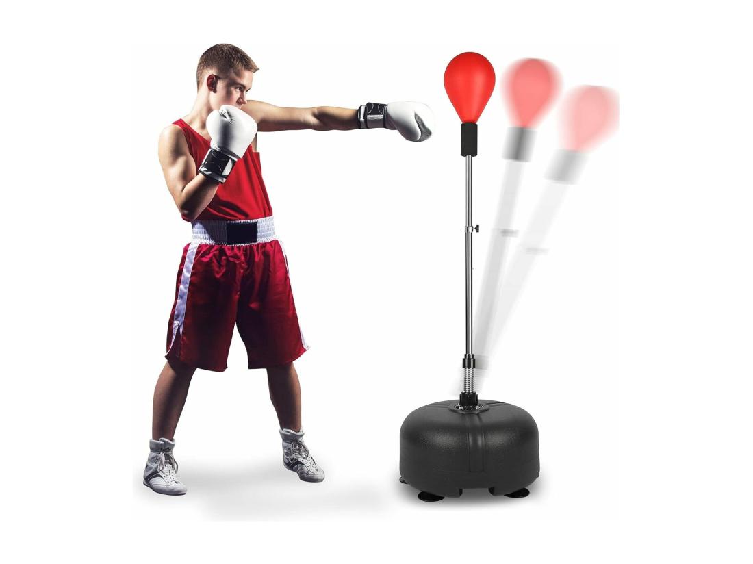 Vente Unique Punching Ball Ballon De Vitesse Avec 6 Tasses D'aspiration Hauteur Réglable 135-155 Cm Pour Enfants/Adultes - 47 5x47 5x155cm
