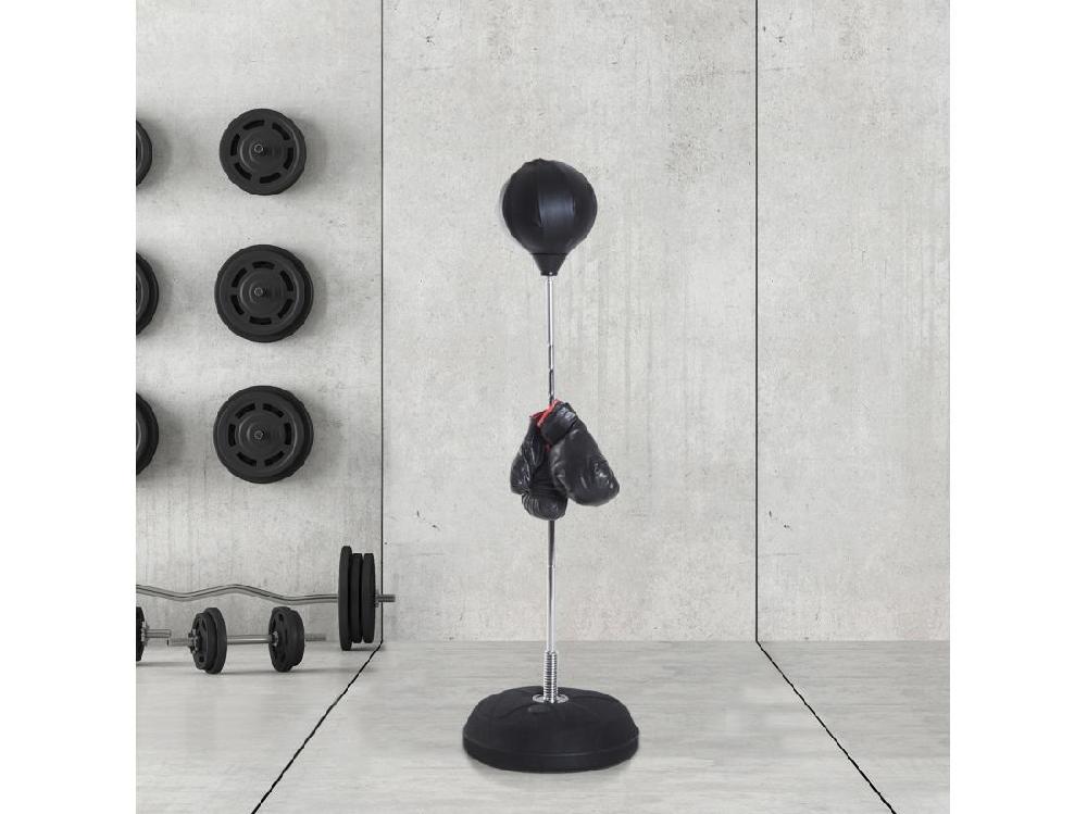 vente unique Punching ball sur pied réglable en hauteur 126-144 cm avec gants pompe et base de lestage noir