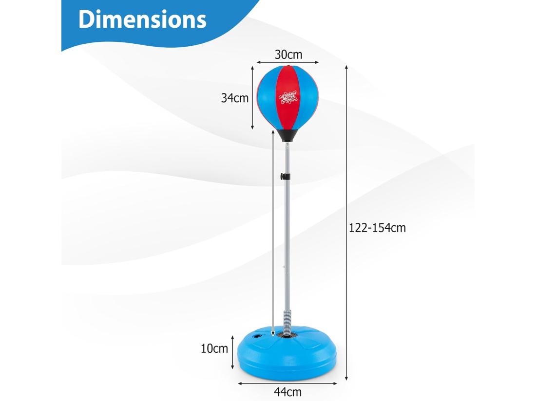 Vente Unique Punchingball Sur Pied Avec Hauteur Adjustable 120-154CM Sac De Frappe Pour Enfants 8 Ans+ Et Adultes Pour Forme Physique Et Relâcher La Pression (Bleu)