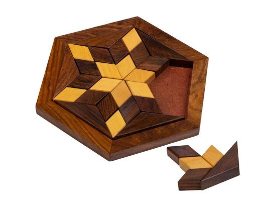 Vente Unique Puzzle Hexagonal En Bois Marron 13 5x13 5x3h
