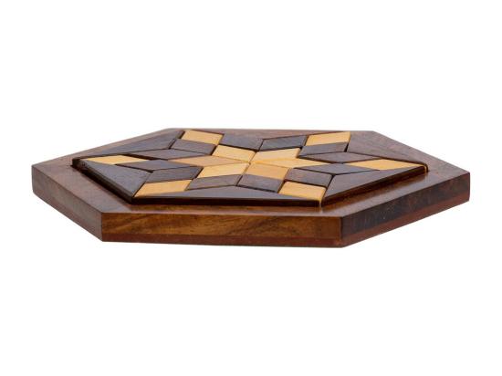 Vente Unique Puzzle Hexagonal En Bois Marron 13 5x13 5x3h