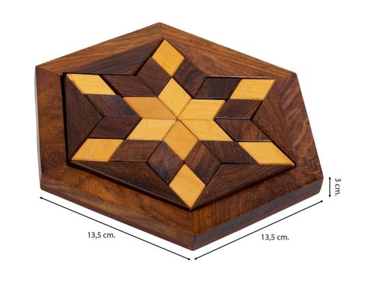 Vente Unique Puzzle Hexagonal En Bois Marron 13 5x13 5x3h
