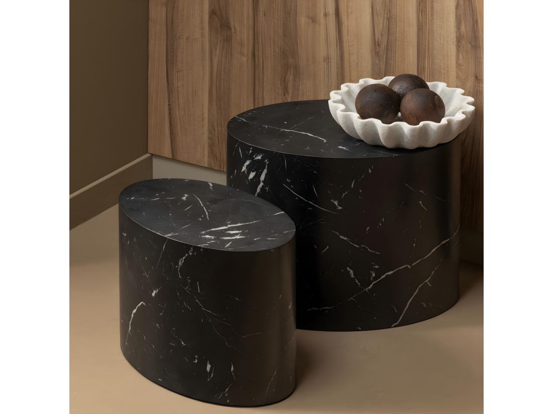 Vente Unique Quint - Table D'appoint Ovale En Bois 48x33cm - Noir