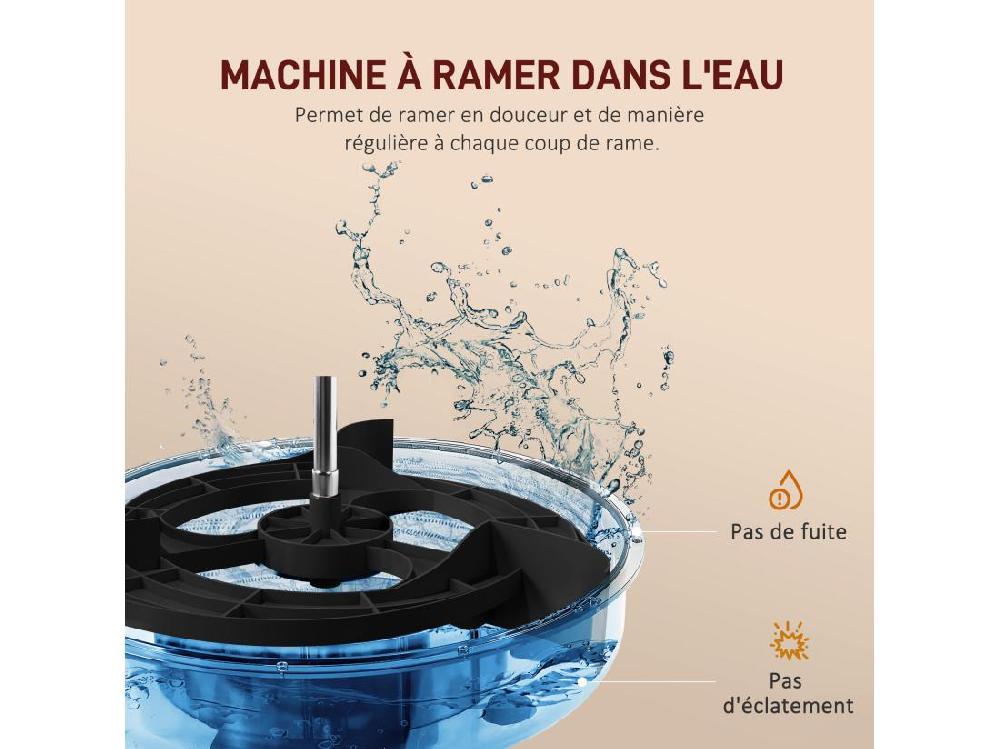 Vente Unique Rameur à Eau Pliable - Rameur D'appartement Résistance Hydraulique 6 Niv. - écran LCD Multifonction Support IPad - Bleu Noir