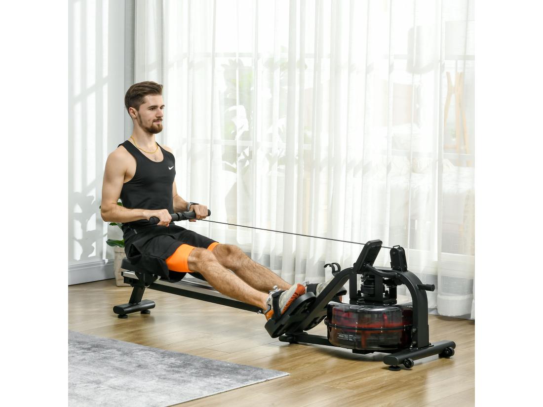 Vente Unique Rameur à Eau Rameur Pliable 6 Niveaux De Résistance écran LCD Multifonction Noir