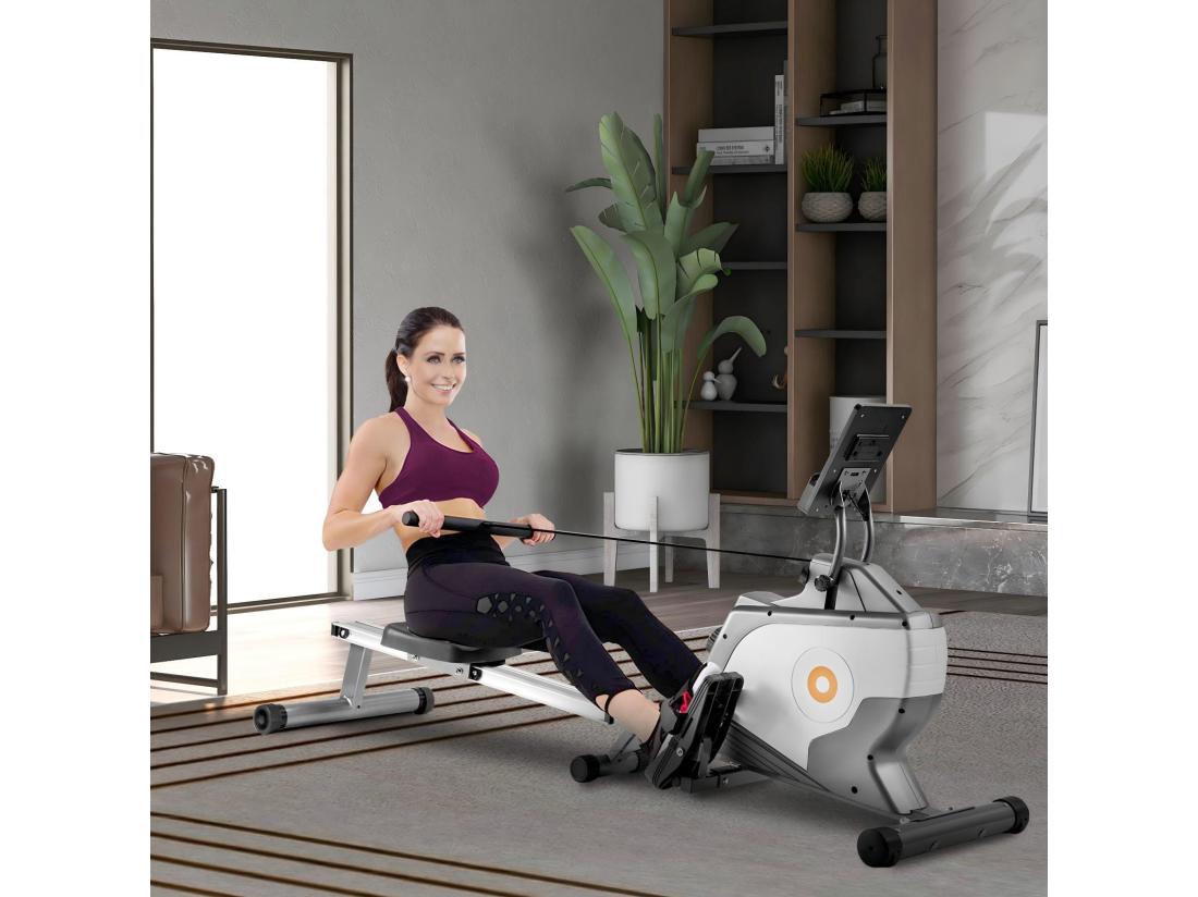 Vente Unique Rameur à Résistance Magnétique Avec écran LCD 8 Niveaux De Résistance Silencieux Et Lisse Max 120kg 190x51x85cm