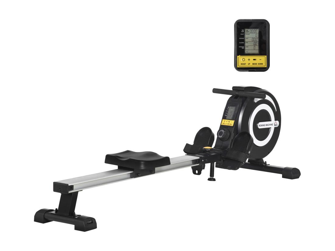 Vente Unique Rameur D'appartement Pliable - 8 Niveaux De Résistance Magnétique - écran LCD Multifonction - Acier Alu. ABS Noir Blanc