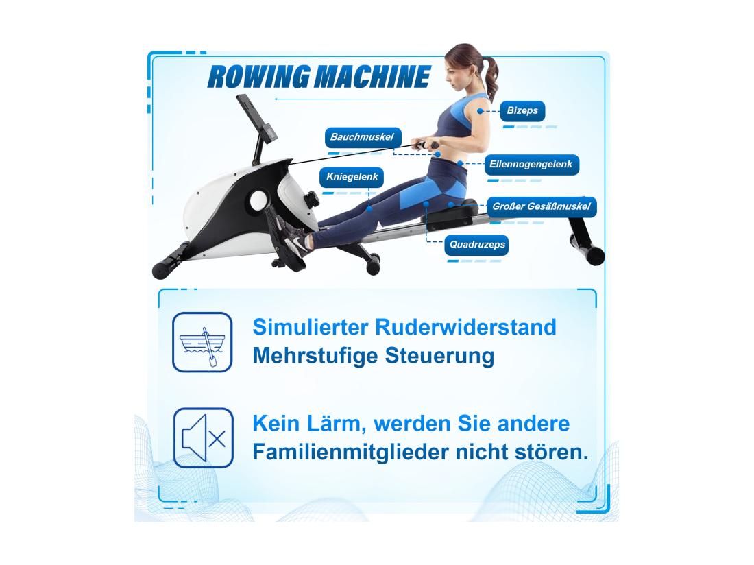 Vente Unique Rameur Magnétique Pliable D'intérieur Avec Système De Freinage Magnétique Moniteur LCD Et Réglage De La Résistance à 8 Niveaux Équipement De Fitness (ne Comprend Pas Le PAD)