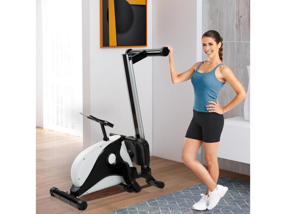 Vente Unique Rameur Magnétique Pliable D'intérieur Avec Système De Freinage Magnétique Moniteur LCD Et Réglage De La Résistance à 8 Niveaux Équipement De Fitness (ne Comprend Pas Le PAD)