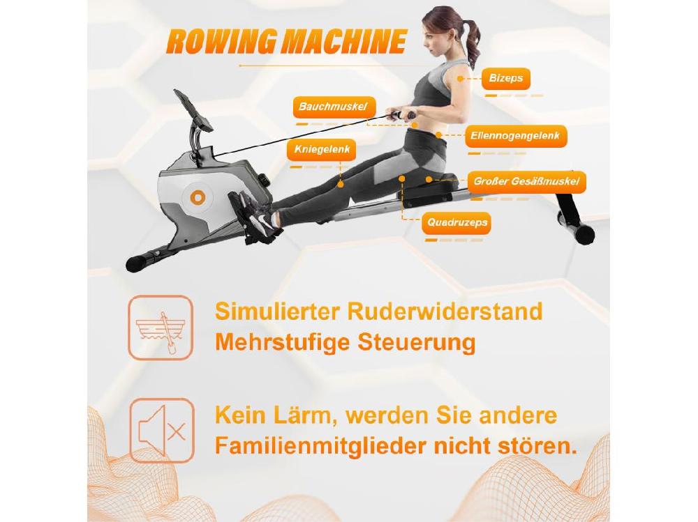 Vente Unique Rameur Magnétique Rameur Pliable Avec Système De Serrage Magnétique Moniteur LED (ne Comprend Pas Le PAD)