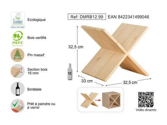 Vente Unique Range Bouteille En Pin 12 Bouteilles Dinamic