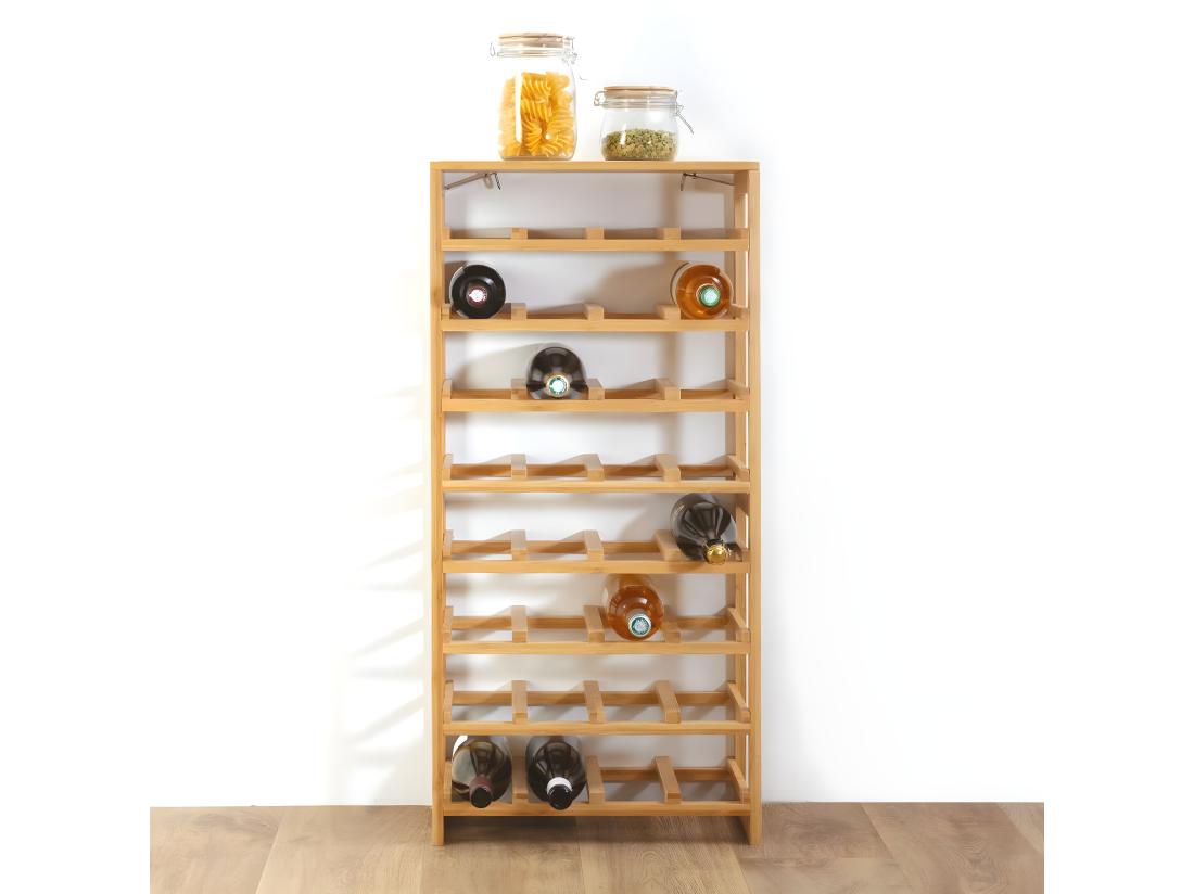 Vente Unique Range Bouteilles En Bambou Capacité 32 Bouteilles H 89 Cm