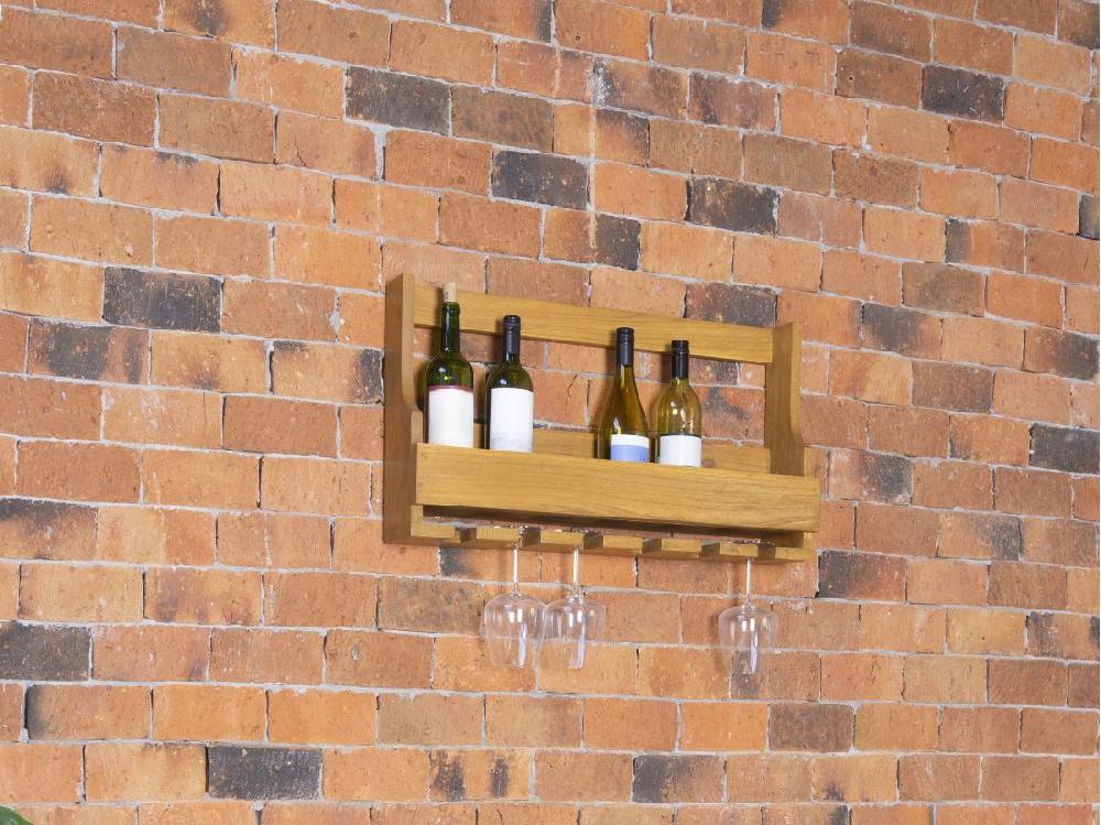 vente unique Range bouteilles et verres mural vintage - Bois de Mindi - L. 70 x P. 15 x H. 40 cm - VIDAGO