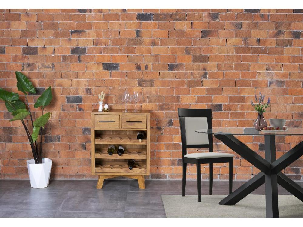 vente unique Range bouteilles vintage en bois de mindi - 15 bouteilles - L. 60 x P. 35 x H. 80 cm - AVEIRO