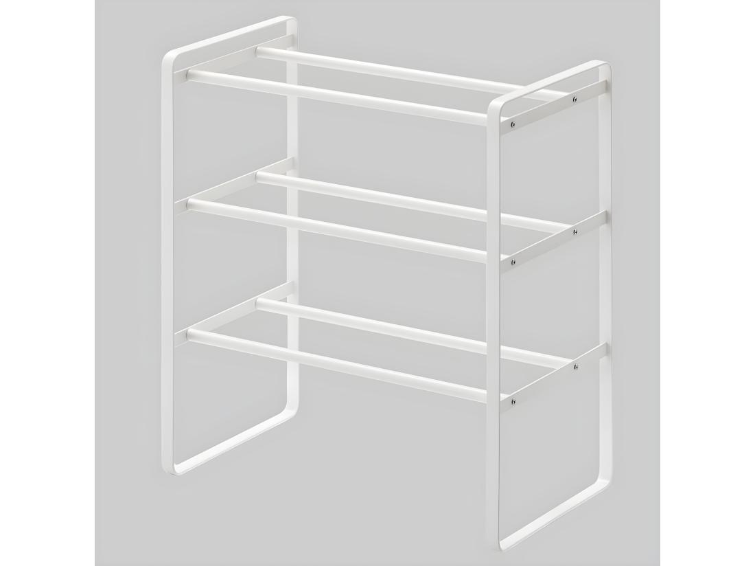 Vente Unique Rangement à Chaussures Largeur Extensible 4 Niveaux En Acier Blanc Frame