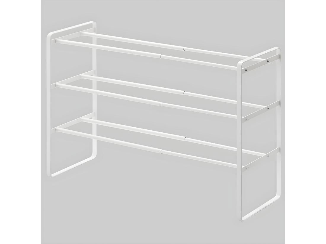 Vente Unique Rangement à Chaussures Largeur Extensible 4 Niveaux En Acier Blanc Frame