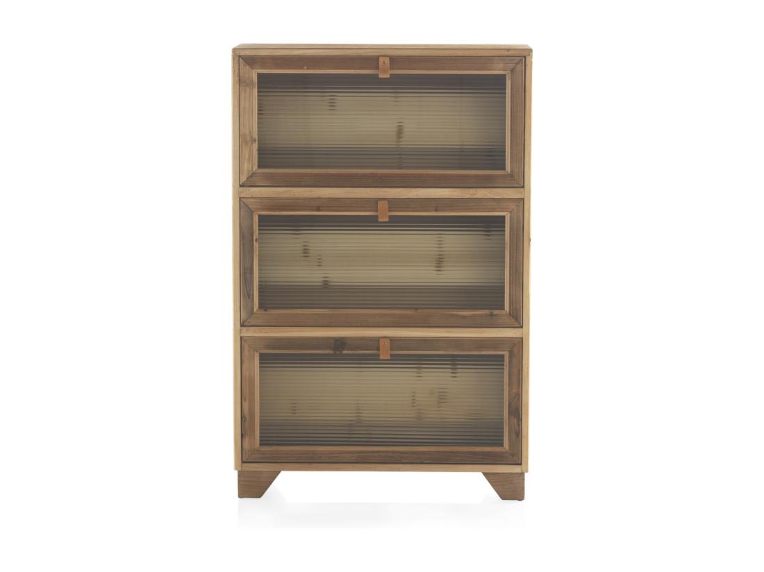 vente unique Rangement pour chaussures en bois de sapin avec 3 portes