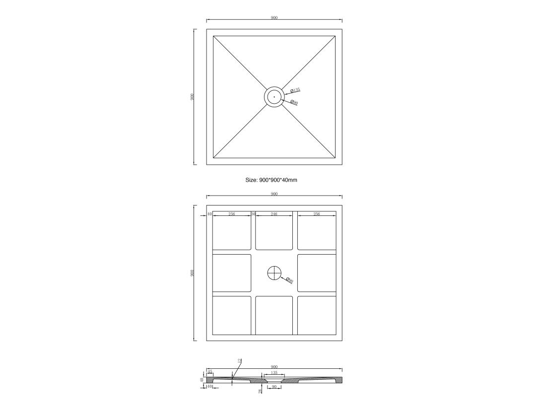 Vente Unique Receveur à Poser En Béton - L90 X L90 X H4 Cm - ZAMZOR