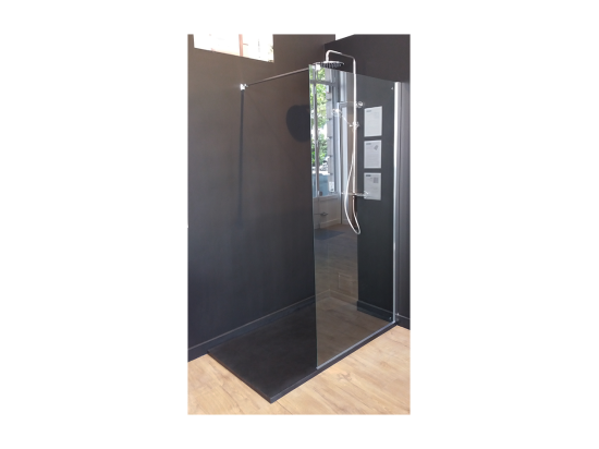 Vente Unique Receveur De Douche 80 X 120 Cm Extra Plat PIATTO En SoliCast® Surface Ardoisée Noir
