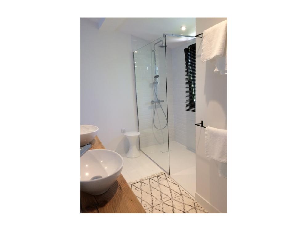 Vente Unique Receveur De Douche 80 X 160 Cm Extra Plat PIATTO En SoliCast® Surface Ardoisée Blanc