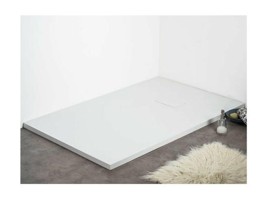 Vente Unique Receveur De Douche 90 X 130 Cm Extra Plat PIATTO En SoliCast® Surface Ardoisée Blanc