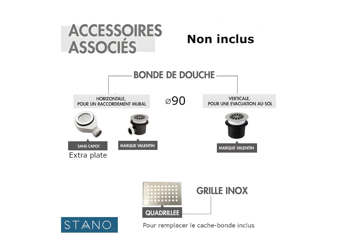 vente unique Receveur de douche 90 x 140 cm extra plat SALVI en SoliCast® surface ardoisée blanc