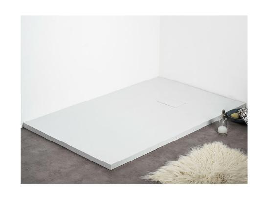Vente Unique Receveur De Douche 90 X 90 Cm Extra Plat PIATTO En SoliCast® Surface Ardoisée Blanc