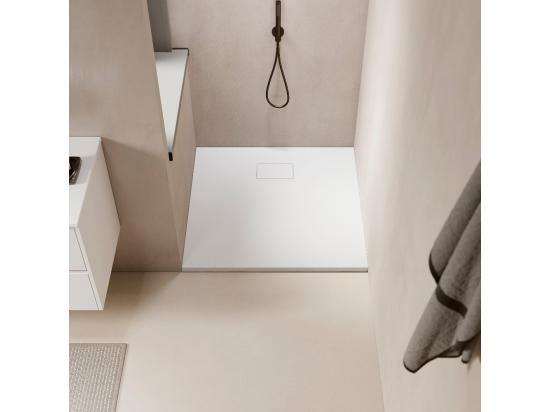 vente unique Receveur de douche 90 x 90 cm extra plat PIATTO en SoliCast® surface ardoisée blanc