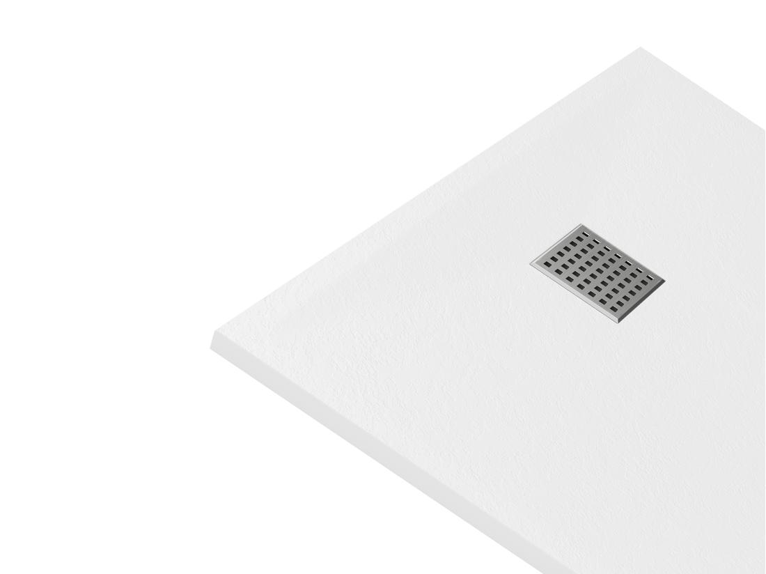 Vente Unique Receveur Extra-plat à Poser Ou à Encastrer Découpable En Résine SMC Avec Siphon - Blanc - 120 X 90 Cm - MIRNOSA