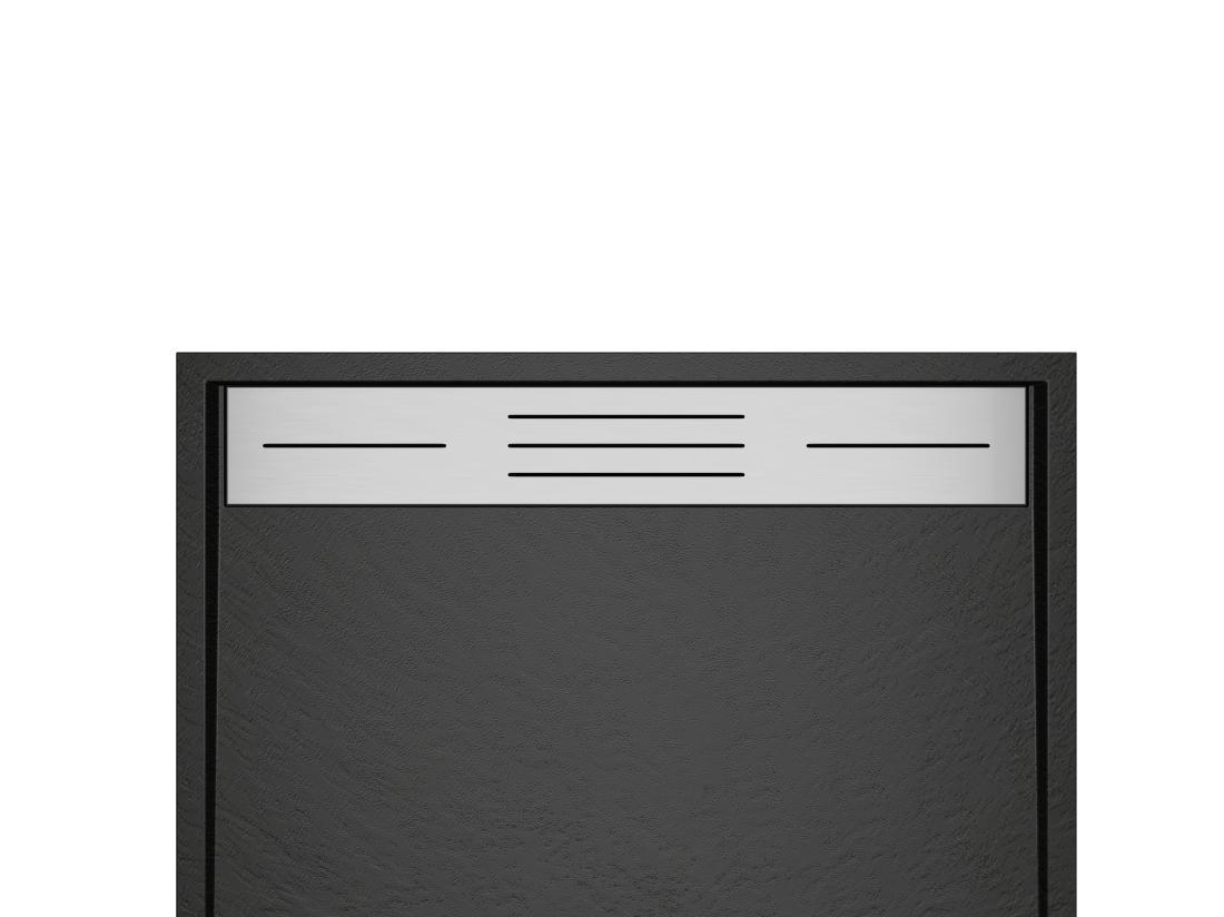 Vente Unique Receveur Extra-plat à Poser Ou à Encastrer Découpable En Résine SMC Avec Siphon - Noir - 120 X 80 Cm - LYROSA