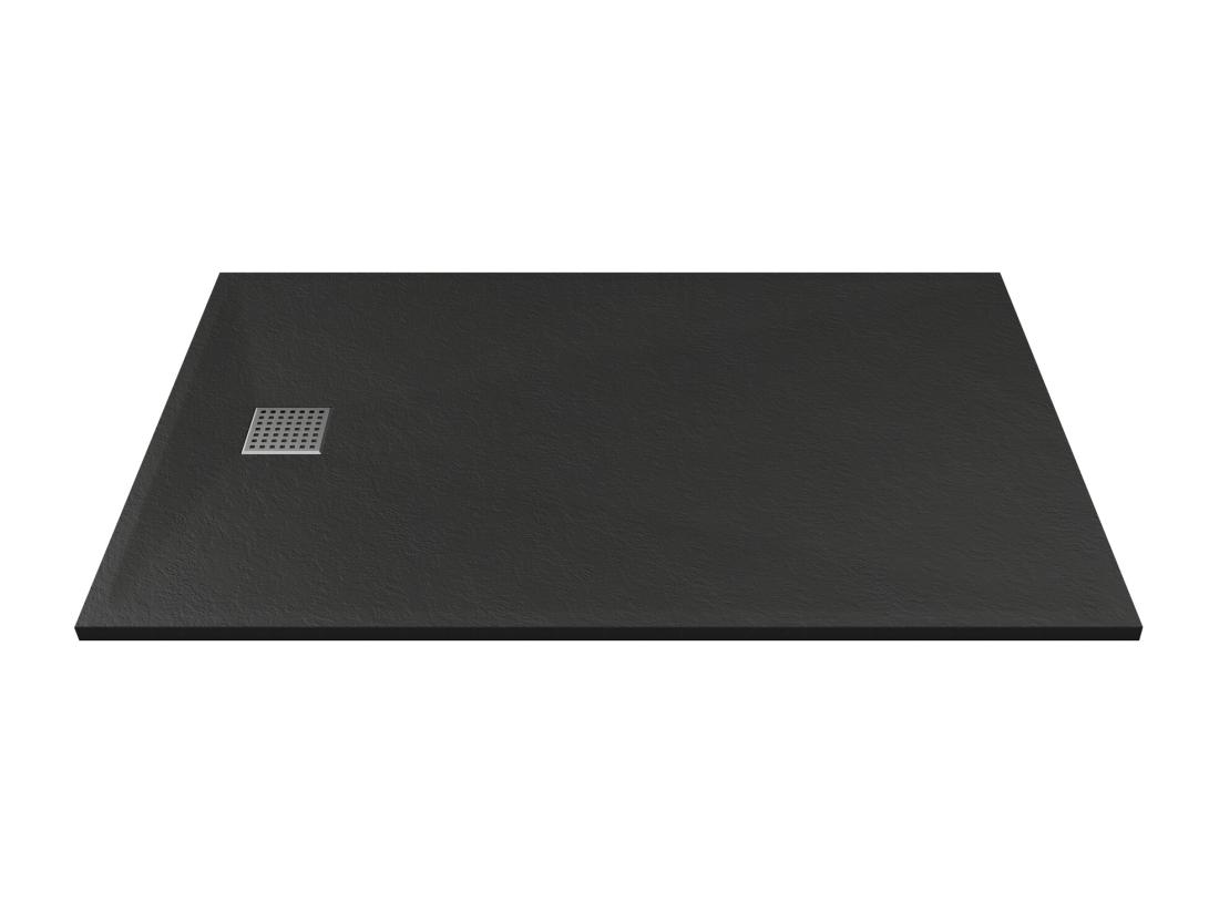 Vente Unique Receveur Extra-plat à Poser Ou à Encastrer Découpable En Résine SMC Avec Siphon - Noir - 160 X 90 Cm - MIRNOSA