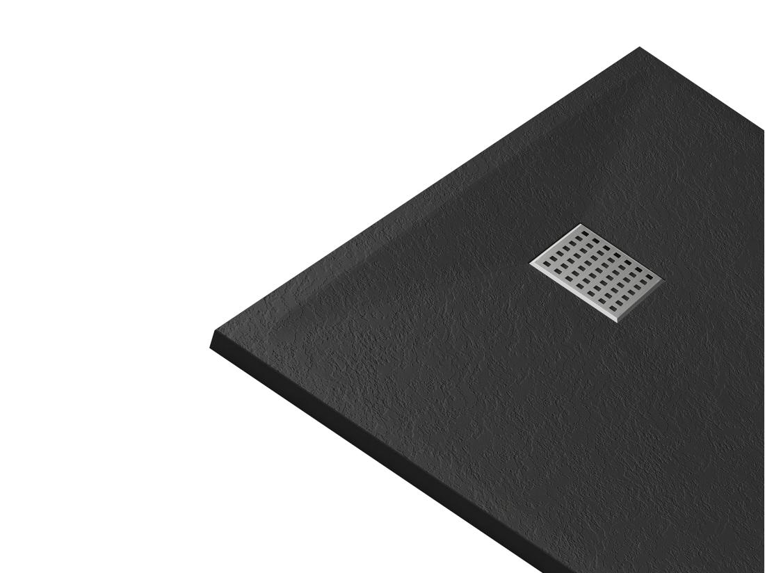 Vente Unique Receveur Extra-plat à Poser Ou à Encastrer Découpable En Résine SMC Avec Siphon - Noir - 160 X 90 Cm - MIRNOSA