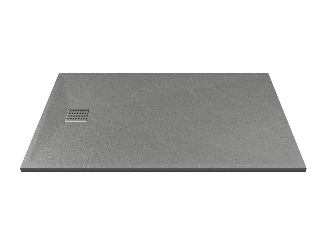 Vente Unique Receveur Extra-plat à Poser Ou à Encastrer Découpable En Résine SMC Avec Siphon - Gris - 140 X 90 Cm - MIRNOSA